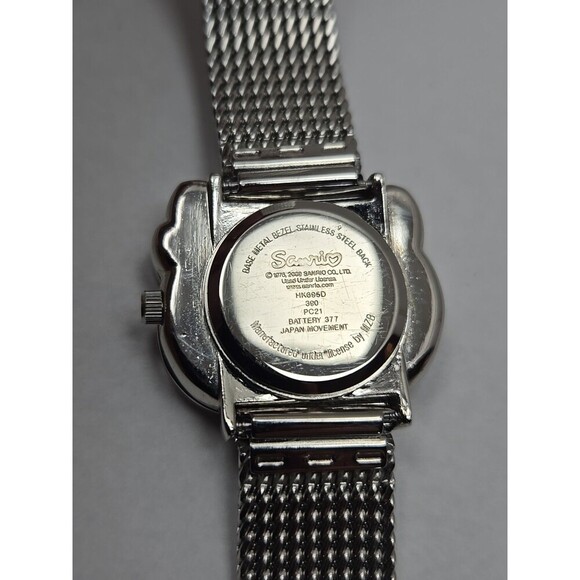 Sanrio Hello Kitty Women Watch Silver Mesh Band Quartz New Battery Pink Bow 31mm - Picture 10 of 10